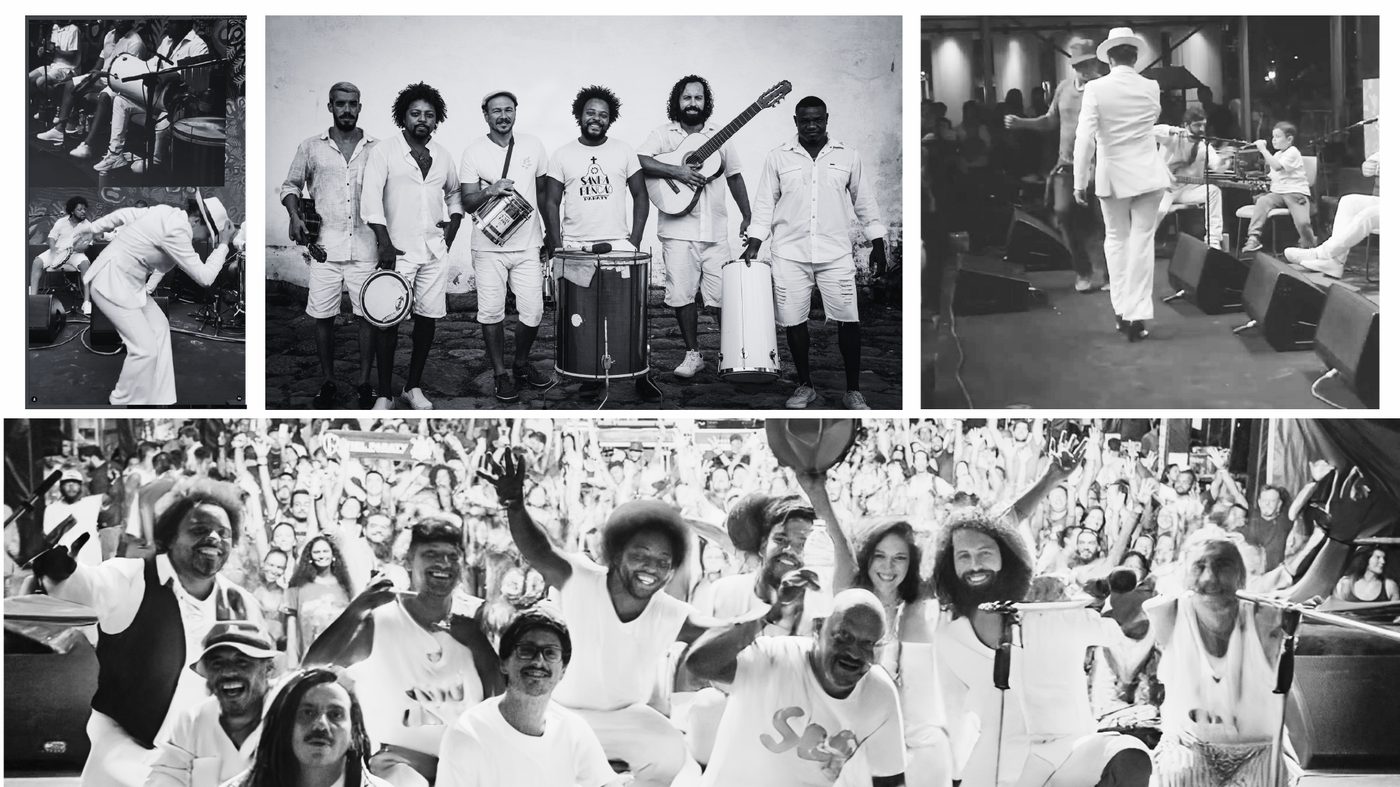 Montagem de imagens do Samba da Benção Paraty em apresentações e palco